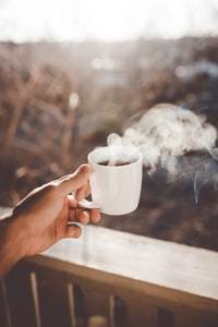 a cup of steaming hot coffee